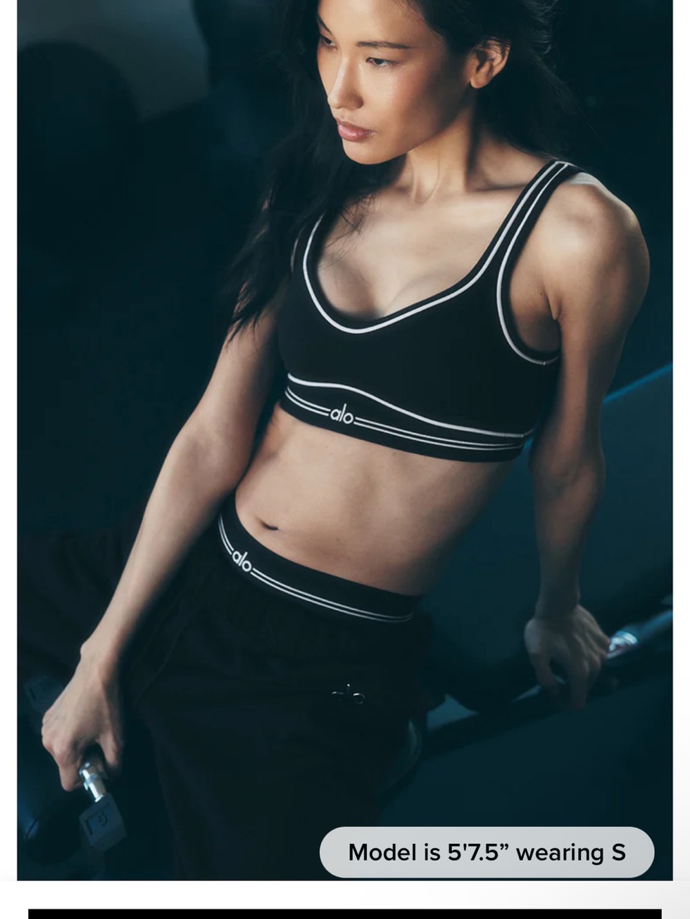 ALO Airbrush Heart Throb Bra XS Black with White